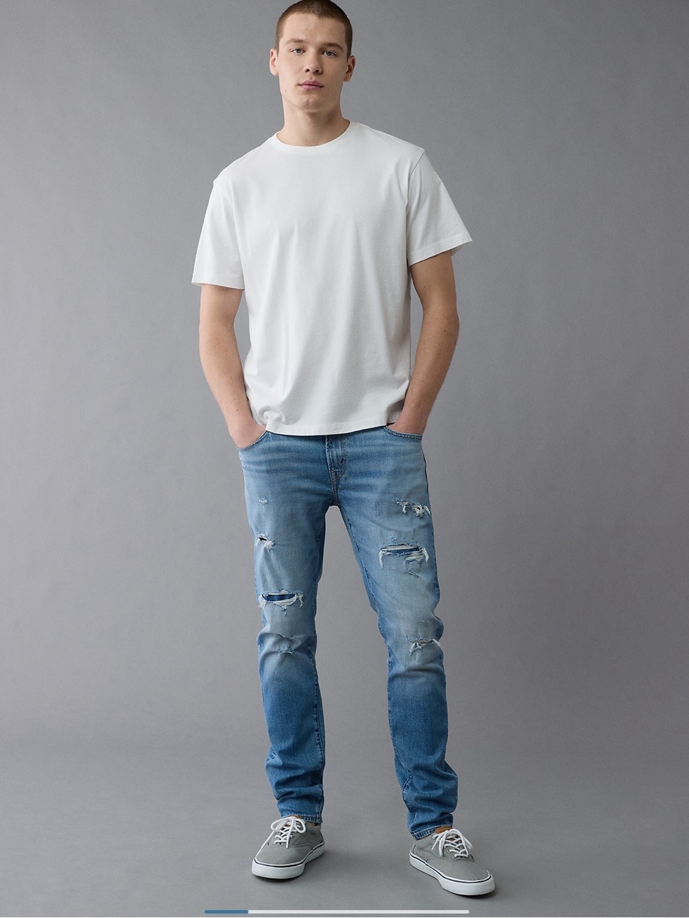 American Eagle Men’s AirFlex Patched Athletic Skinny Jeans